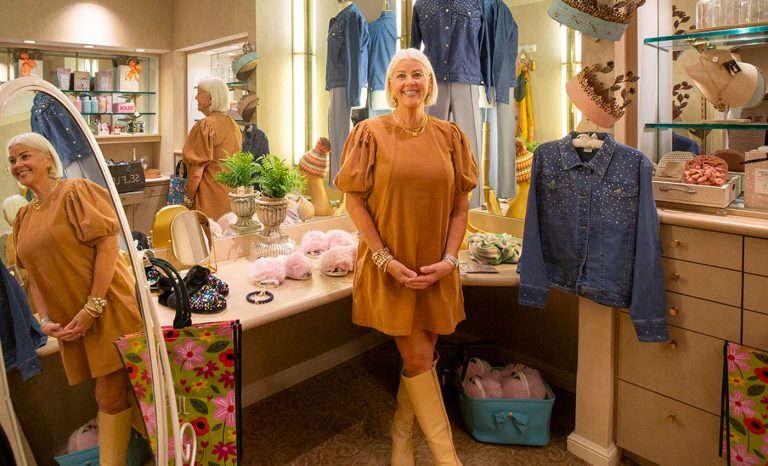 Mary Campbell in Spa One with various items.