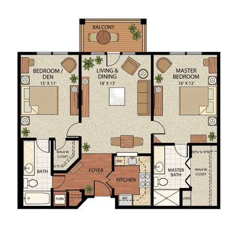 2BR Floor Plan C