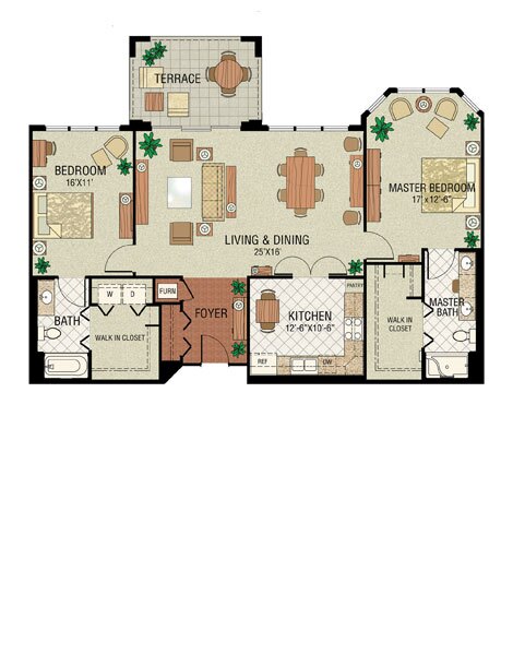 The Gatesworth Two-Bedroom Residence (Plan G) floorplan
