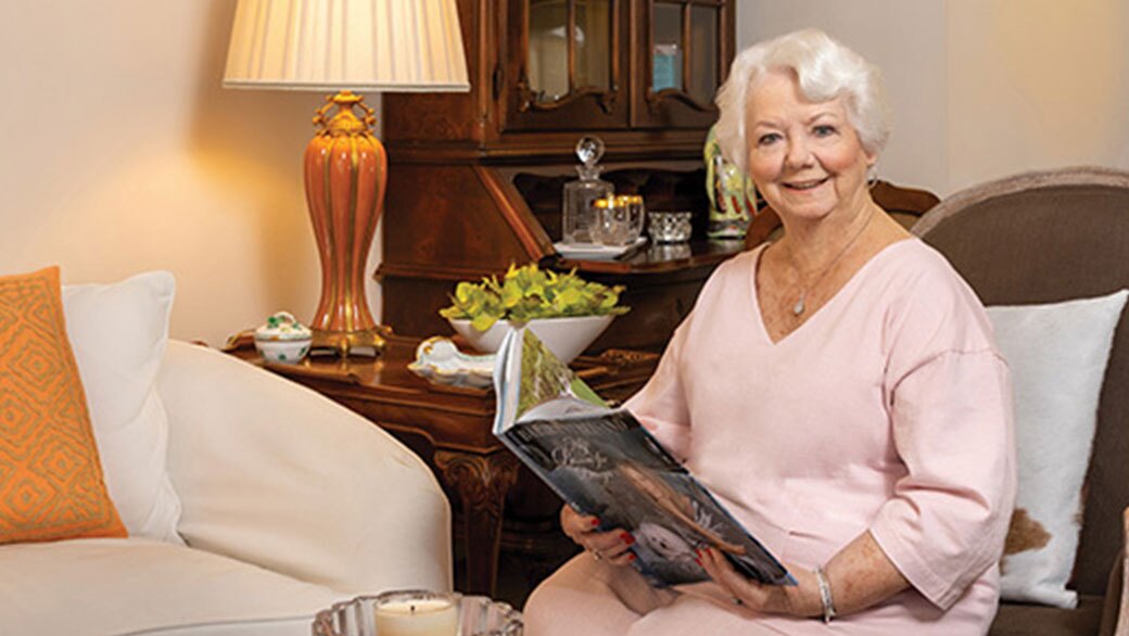 Barbara Field reading a book.