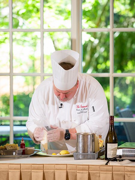 A chef puts on a demonstration.