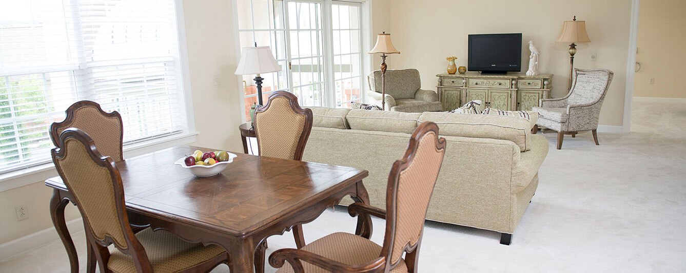The Gatesworth Two-Bedroom Residence (Plan H) living space.