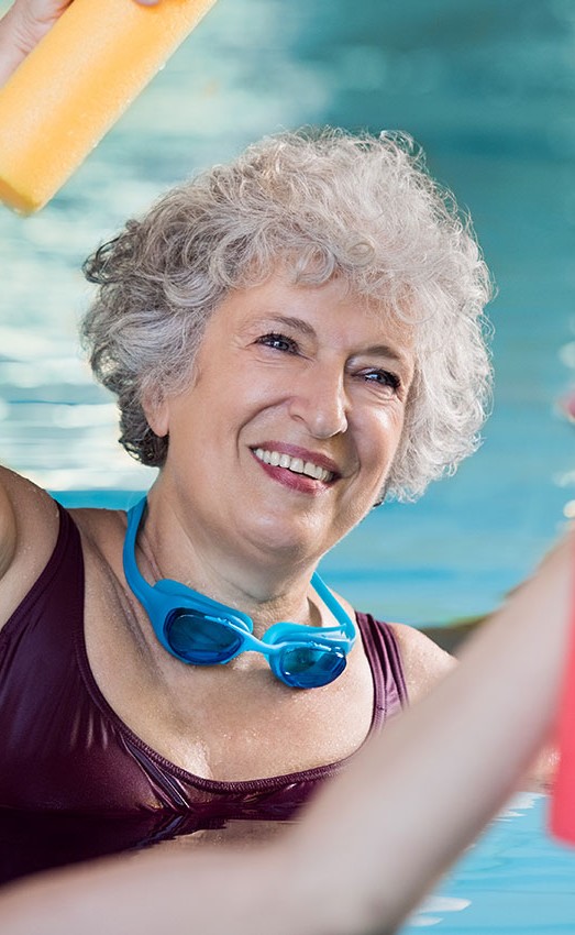 The Gatesworth woman working out in the pool.