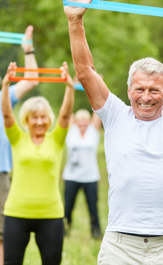 seniors exercising outdoors