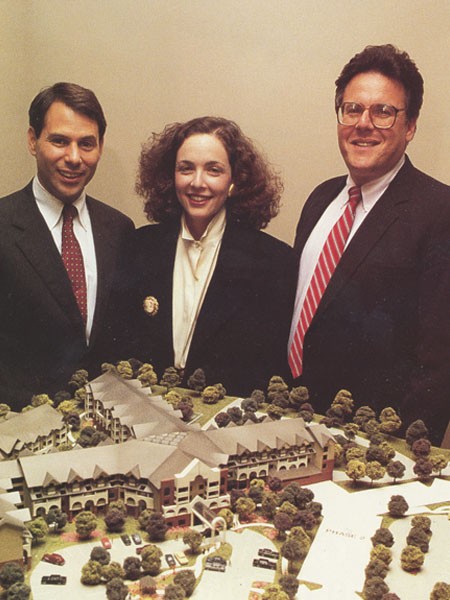  David Smith, Elana Spitzberg and Charlie Deutsch with model of The Gatesworth