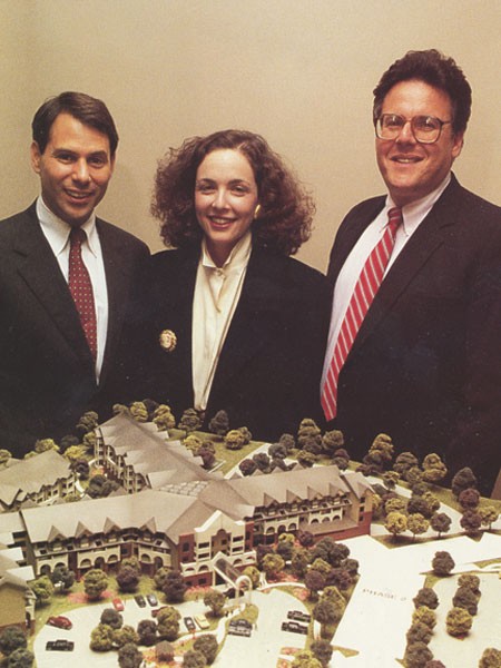 David Smith, Elana Spitzberg and Charlie Deutsch with model of The Gatesworth