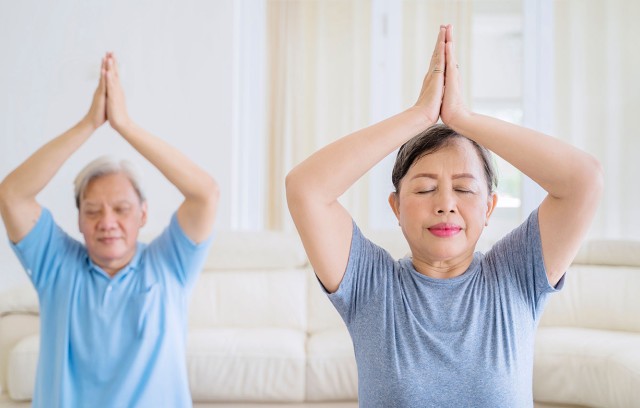 The Gatesworth residents doing yoga.