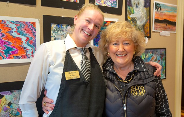Kajsa Holton with resident.