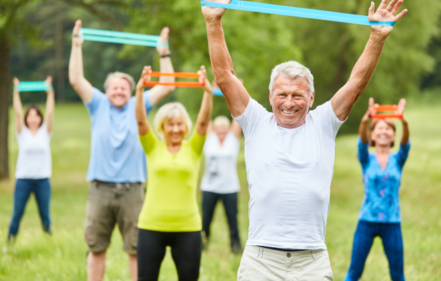 seniors exercising outdoors