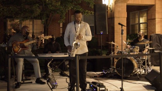 Tim Cunningham and band playing outside at The Gatesworth