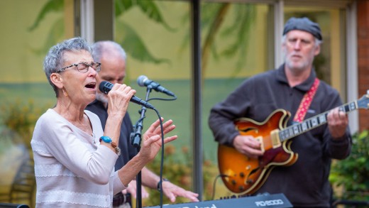 Band playing in the courtyard