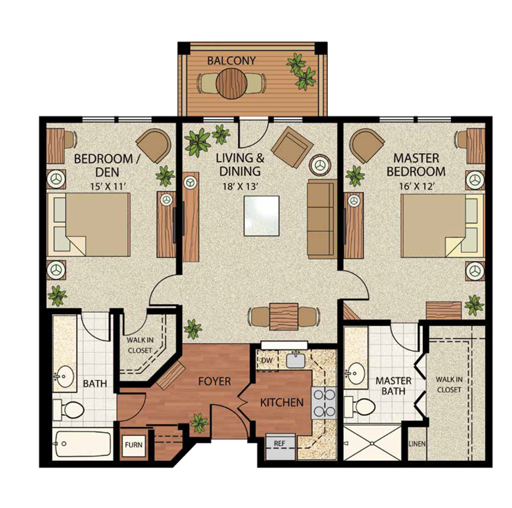 2BR Plan B Floor Plan