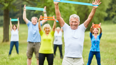 seniors exercising outdoors
