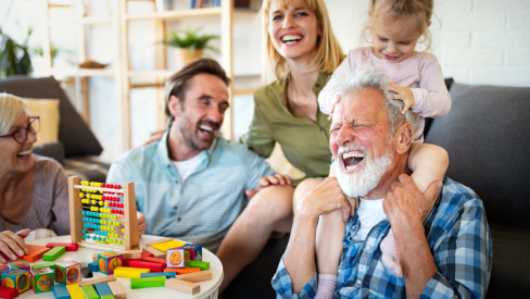 an independent senior enjoying time with his family
