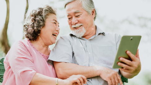 senior couple on phone