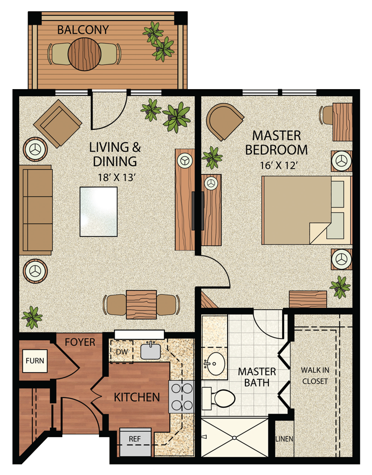 1BR Floor Plan
