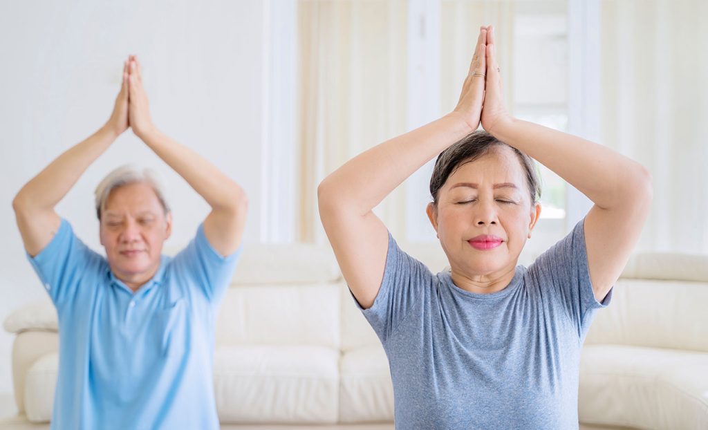 The Gatesworth residents doing yoga.