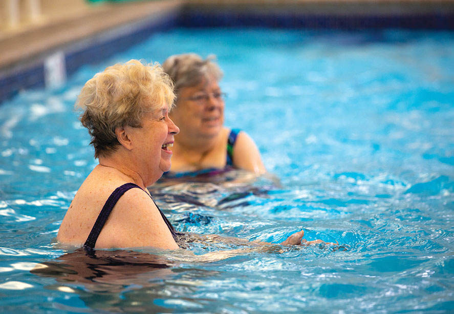 Two woman in the pool.