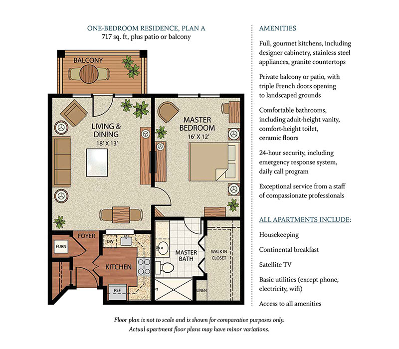 One Bedroom floorplan.