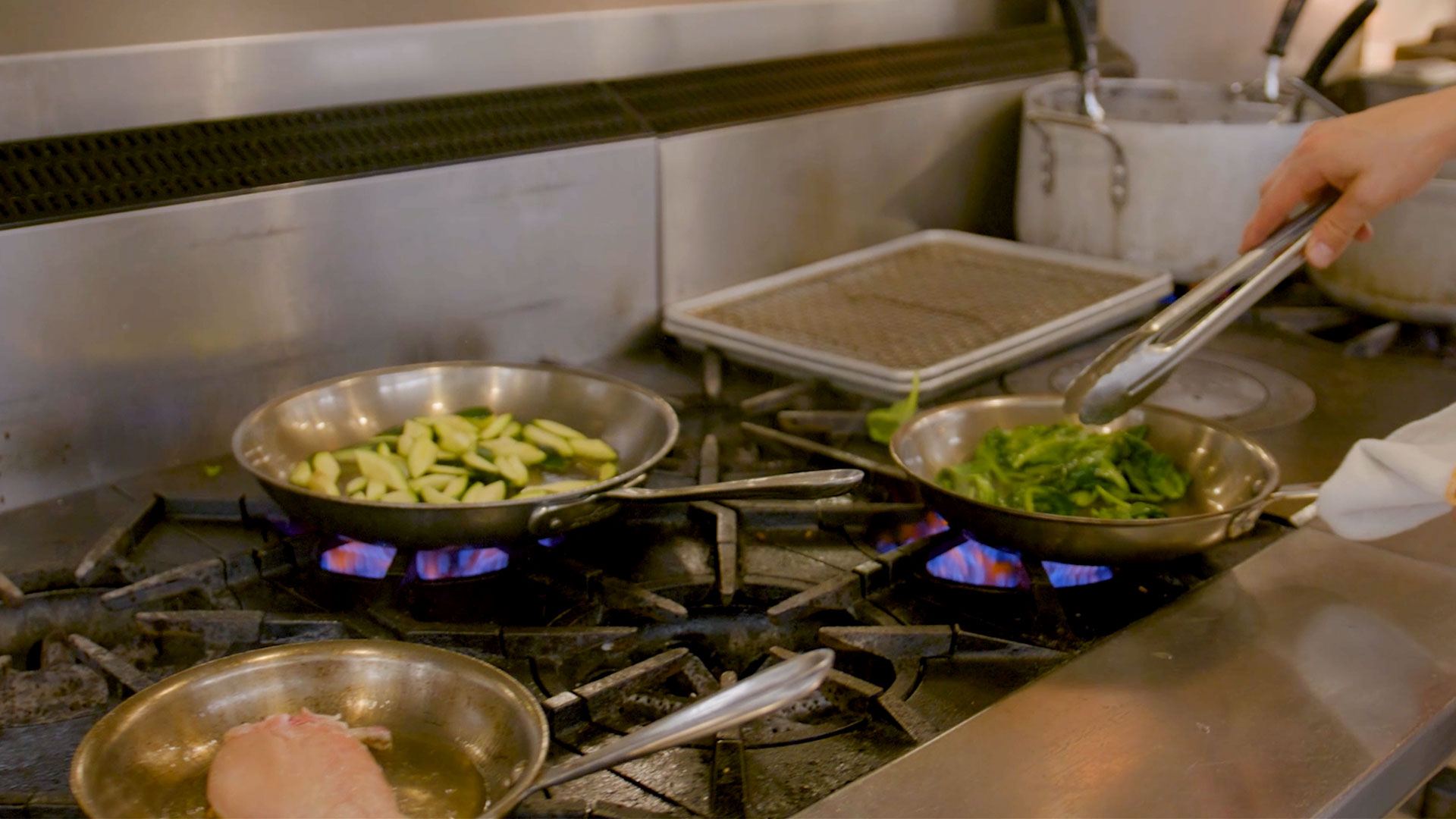 Food being prepared in the kitchen.